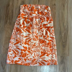 American Eagle Outfitters Strapless Orange and White Dress